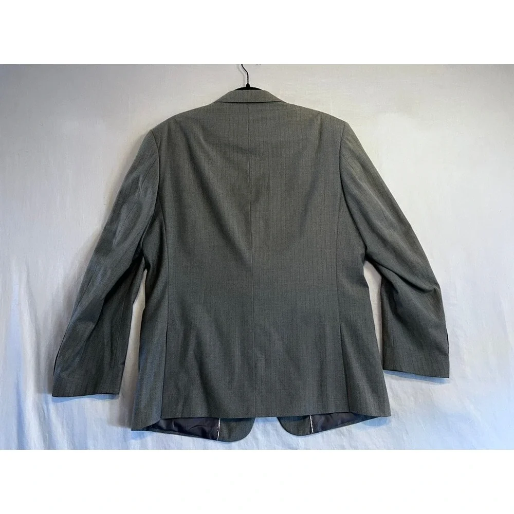 Marco Ferno Italy Mens Gray Herringbone Super 140s Wool Touch Blazer Coat 40R